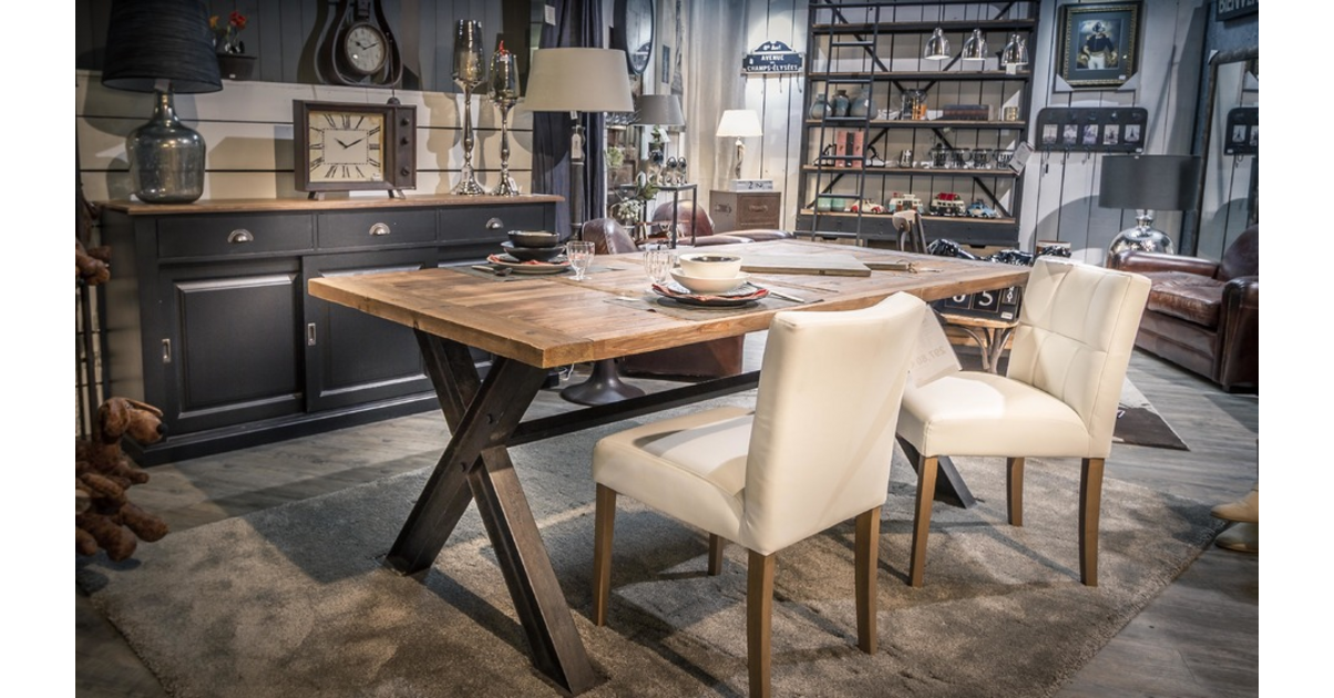 Table à Manger Style Industriel Bois et Métal 200 / 250 / 300cm